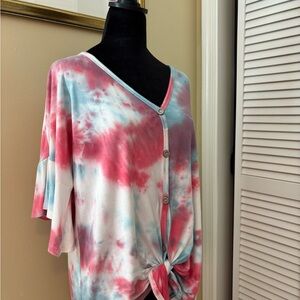 Colorful Tie-Dye Button-Down Shirt